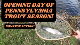 OPENING DAY OF PENNSYLVANIA TROUT SEASON NONSTOP ACTION [upl. by Mukund333]