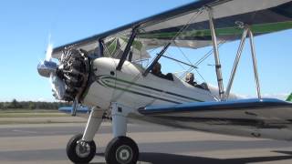 Stearman Startup and departure from Warrenton Fauquier Airport 91713 [upl. by Niarb]