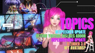 Topics  Return YouTube Dislikes Addon  HUGE AI Voice Changer  ReplicaStudio Update  Blender 30 [upl. by Alatea]