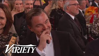 Ricky Gervais Roasts Leonardo DiCaprio at the Golden Globes [upl. by Adneral350]