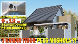 Desain rumah 9x12 m 3 kamar tidur plus kolam renang dan mushola [upl. by Niwred]