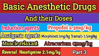 Basic Anesthetic Drugs dosesinduction agentsmuscle relaxantAnalgesic opioidsmedical knowledge [upl. by Wagstaff]