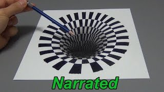 How To Draw A 3D Hole  Anamorphic Illusion Narrated [upl. by Derry]