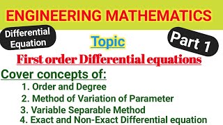 First Order Differential Equation  Tamil  TRB polytechnic TNEB TANCET GATE TNPSC [upl. by Nerhtak]