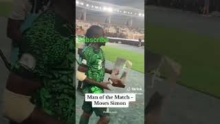 The moment Super Eagles Moses Simon won Man of the match against Ivory Coast afcon caf nigeria [upl. by Esinet612]