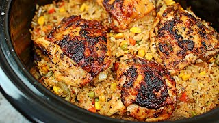 Slow Cooker Chicken and Rice Recipe  How to make Chicken and Rice in the Slow Cooker [upl. by Aiceila]