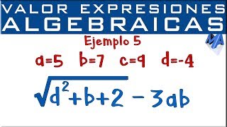 Valor numérico de expresiones algebraicas  Ejemplo 5 [upl. by Janek60]