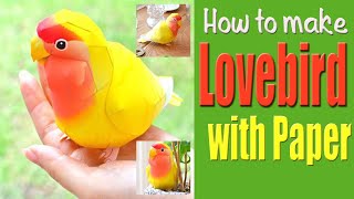 How to make Lovebird Lutino with paper  3D Paper Toys  Creative Park [upl. by Halbert]