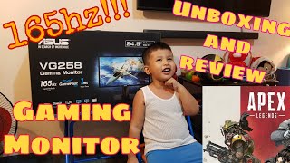 ASUS VG258QR 165hz 05ms Gaming Monitor Unboxing and Review on APEX Legends 144hz [upl. by Hambley]