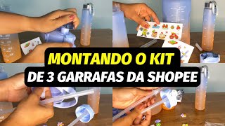 Como montar o kit com 3 garrafas motivacionais da shopee [upl. by Anehta]