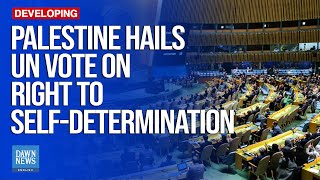 Palestine Hails UN Vote On Right To SelfDetermination  Dawn News English [upl. by Atikaj]