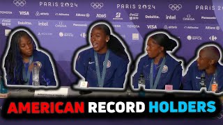 TEAM USA WOMEN DOMINATE THE 4x400m RELAY  PRESS CONFERENCE [upl. by Packston931]