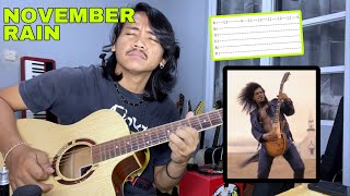 Tutorial Solo Guitar November Rain  Gun N Roses Tab  Backing Track [upl. by Annaiel]