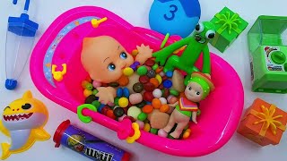 Satisfying ASMR l Magic Bathtubs with Rainbow Kinetic Sand MampMs amp Skittles Candy Mixing Cutting [upl. by Yttak]