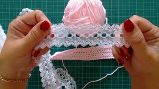 Crochet tip Crochet in a lace trim for baby hats frilly pants and blankets [upl. by Perloff]