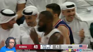 USA FAN REACTS TO USA vs SERBIA  USAB SHOWCASE  FULL GAME HIGHLIGHTS  July 17 2024 [upl. by Ainirtak650]