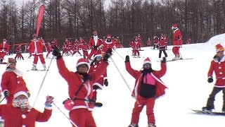 Ｘｍａｓ直前、サンタ姿の２００人ゲレンデ滑走 栃木・那須町 [upl. by Anoet808]