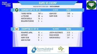 Ramsbottom CC 1st XI v Crompton CC 1st XI [upl. by Aicittel]