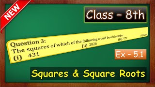 Class 8 Ex 51 Q3 green board Ch 5 Squares and Square Roots green board maths with green board [upl. by Gnilrac]