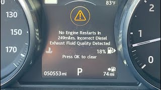 RANGE ROVER DIESELFORCED REGENERATIONINCORRECT EXHAUST FLUID QUALITY DETECTED [upl. by Lezned]