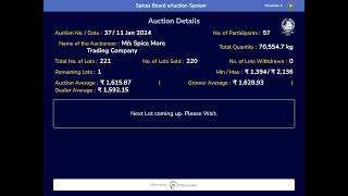 SPICES BOARD LIVE EAUCTION 11012024  SMTC [upl. by Attaymik]