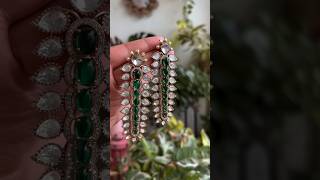 Best for green and red outfit 😉💚❤️😘earrings trending jewellery navratri2024 satisfying craft [upl. by Fielding]