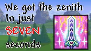 WR Zenith in 7 Seconds  Terraria Speedrun [upl. by Uolyram12]