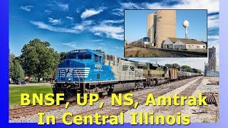 Central Illinois Trains BNSF UP NS Amtrak [upl. by Demodena]