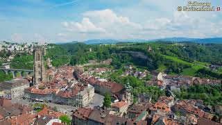 Fribourg  Switzerland 4K drone footage [upl. by Doe]