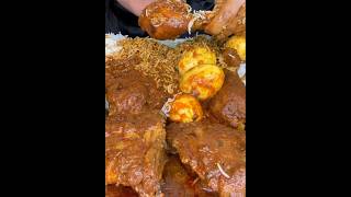 SPICY CHICKEN SEZWAN EGG GRAVY AND RICE food mukbang muttoncurry eatingyt bigbitemukbang [upl. by Alliuqet154]