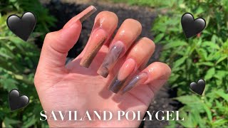 Full Set Using ONLY Saviland Products  Polygel Nails  Safiya Jordan [upl. by Stier]