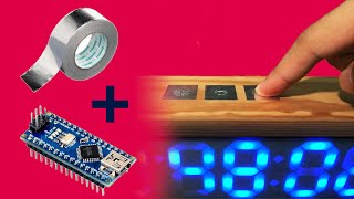 Making Touch Buttons with Aluminum Tape and Arduino for the 7 Segment Display Clock Clock Pt 3 [upl. by Lleuqram]