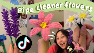 DIY flowers  pipe cleaner flower tutorials tiktok inspired cute gift idea [upl. by Gerrie25]