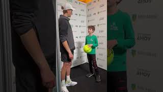 Jannik Sinner with a young supporter  ATP Rotterdam 2024 🦊❤️🇳🇱 [upl. by Akirdnwahs]