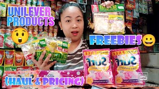 HAUL amp PRICING NG MGA UNILEVER PRODUCTS•FREEBIES😀59PESOS NA DAGDAG KITA👌 [upl. by Yekcaj]