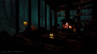 Relaxing Rain to Sleep  Sounds of Rain and Crackling Fire in Cozy Cabin at midnight helps to Sleep [upl. by Adham]