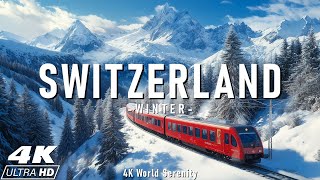 SWITZERLAND • 4K Winter Wonderland Snowy Landscapes amp Tranquil Music • Nature 4K Video UltraHD [upl. by Tia697]