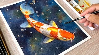 Painting a Koi Fish in Watercolor [upl. by Radmen39]