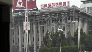 Drive through central Pyongyang at rush hour on National Day Holiday [upl. by Yenittirb876]