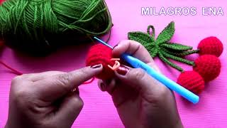 Milagros Ena Cerezas tejidas a crochet  MANUALIDADES A CROCHET PARA COCINA [upl. by Attenaej878]