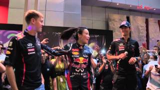 Sebastian Vettel and Mark Webber meet fans at Orchard Central [upl. by Idnahs91]