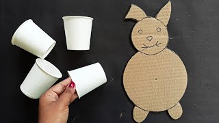 DIY Organizer With Waste Cardboard Pen Holder Organizer Paper Cup Craft [upl. by Gala]