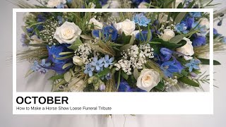 How to Make a Horse Shoe Loose Funeral Tribute with Blue and White flowers [upl. by Dahcir999]