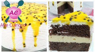 BOLO RECHEADO COM MOUSSE DE MARACUJÁ SUPER FÁCIL [upl. by Nylarac]