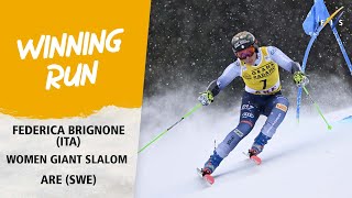 Brignone makes stunning 2nd run to win GS in Are  Audi FIS Alpine World Cup 2324 [upl. by Melamie]