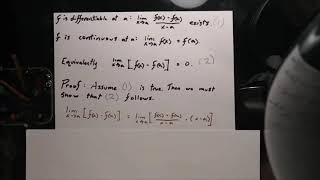 Differentiability Implies Continuity Proof [upl. by Ahsinert901]