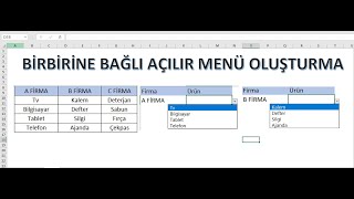 EXCEL BİRBİRİNE BAĞLI AÇILIR MENÜLER [upl. by Adnohsad]