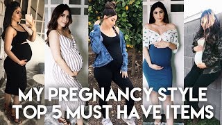 How To Be Stylish While Pregnant  My Top 5 Clothing Essentials  Maternity Outfit Ideas [upl. by Mieka]