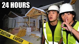 24 HOUR OVERNIGHT CHALLENGE in CONSTRUCTION SITE [upl. by Iadahs]