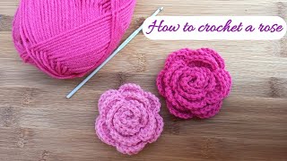 How to Crochet Rose Flower for Beginners  Very easy crochet rose motif making for Beginners [upl. by Gehman]